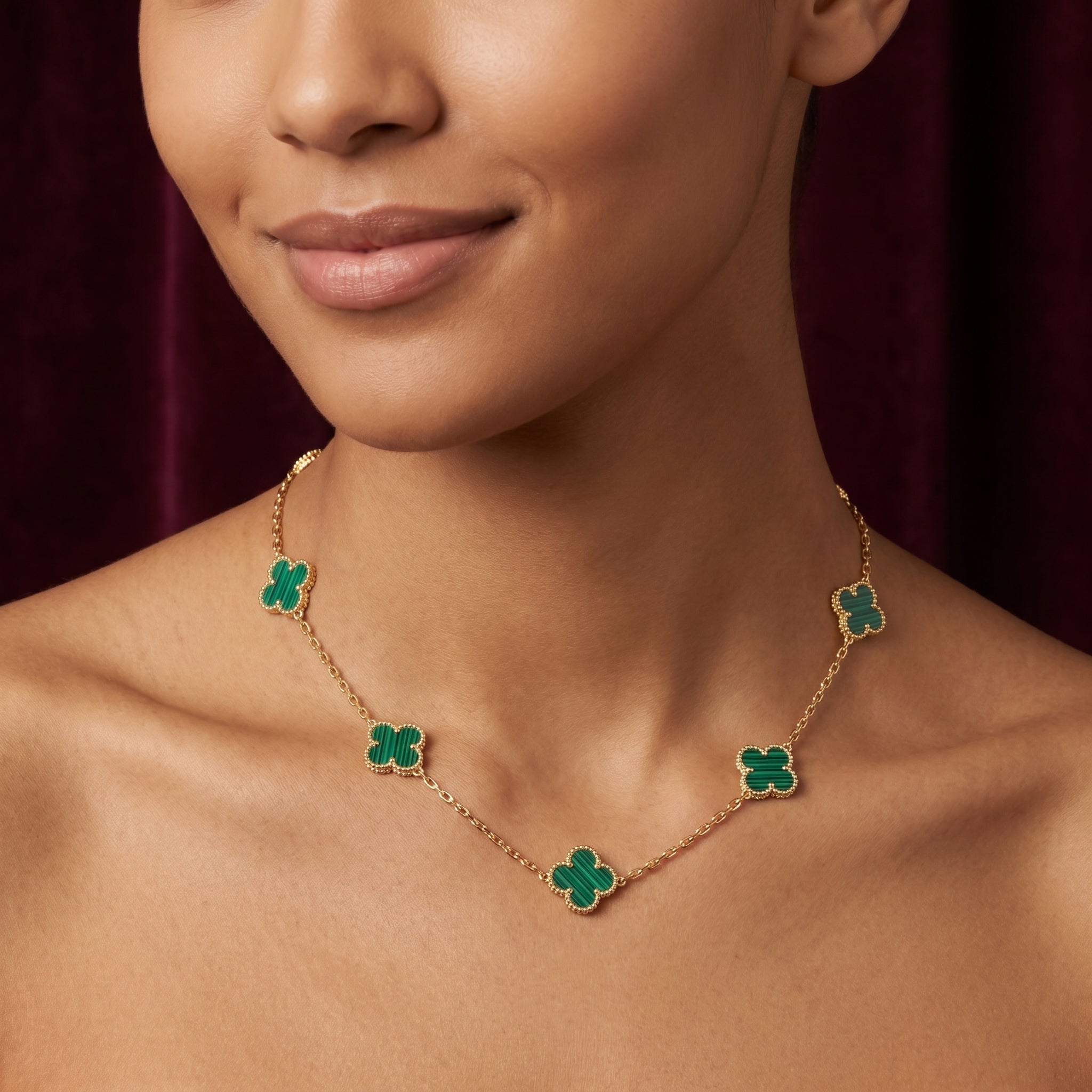 Emerald Clover Station Necklace