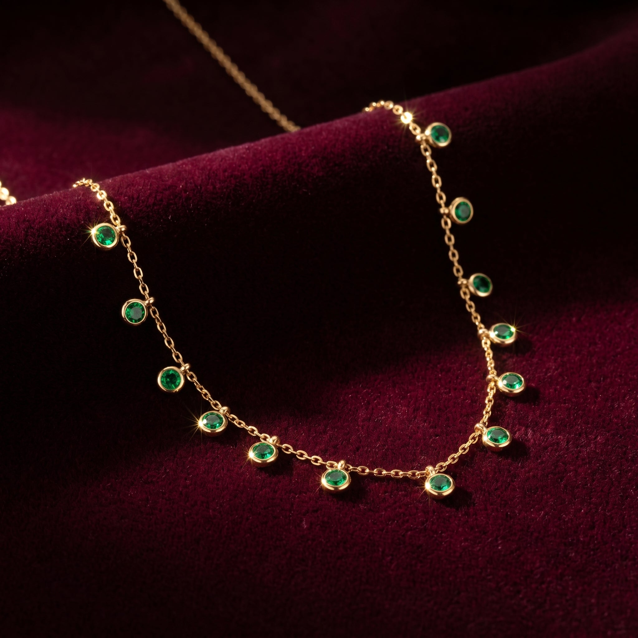 Emerald Drape Charm Necklace