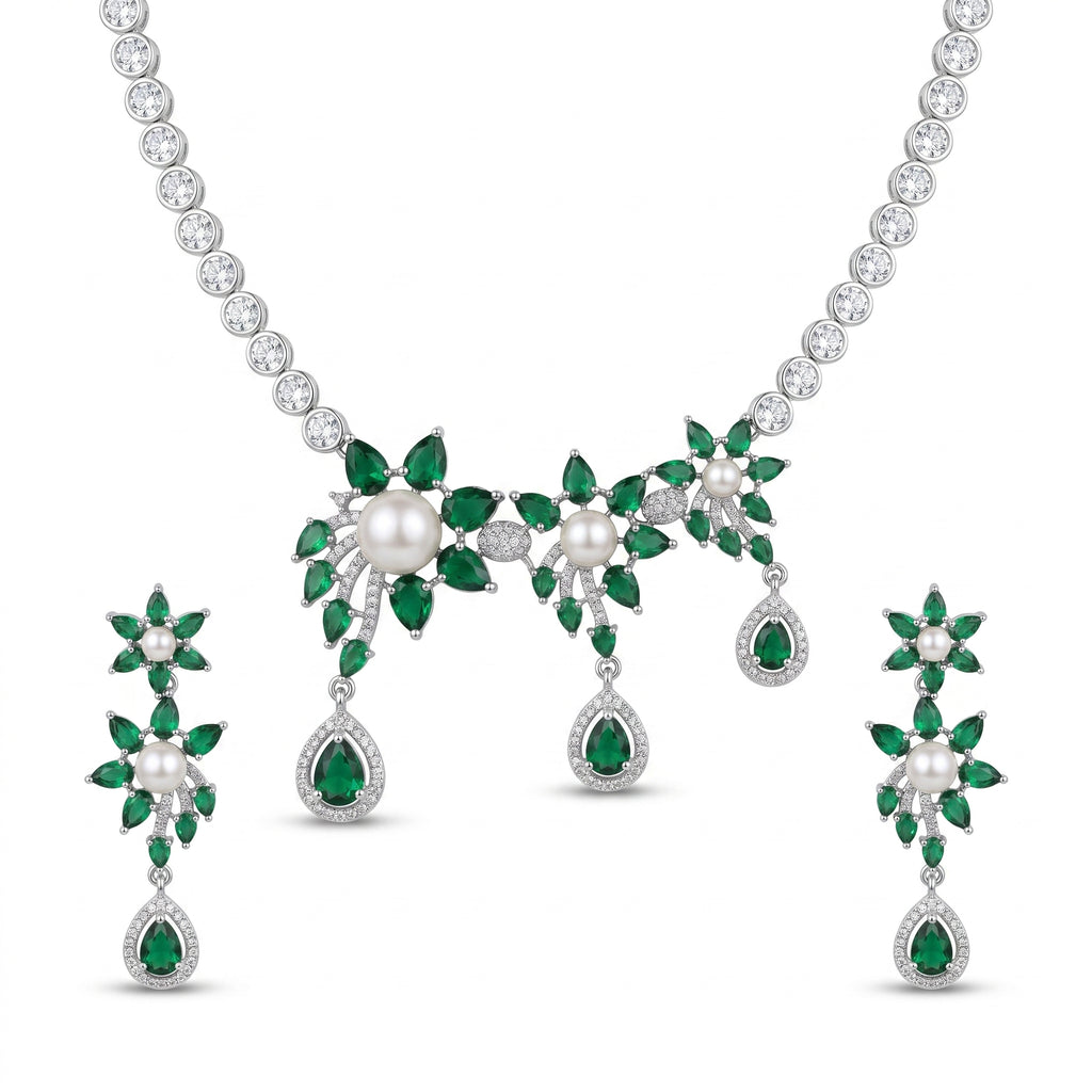 Rivaya Emerald Pearl Majesty Necklace Set