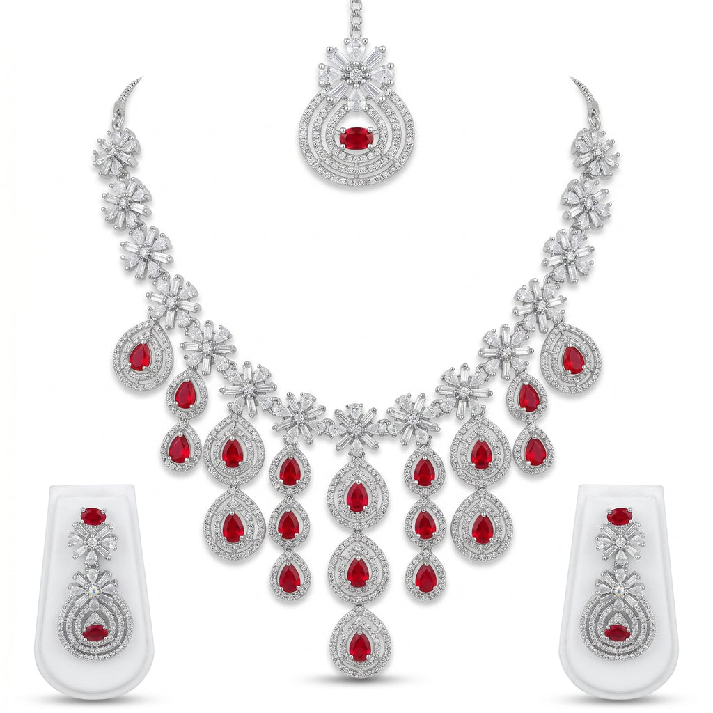 Rivaya Ruby Royale Bridal Necklace Set
