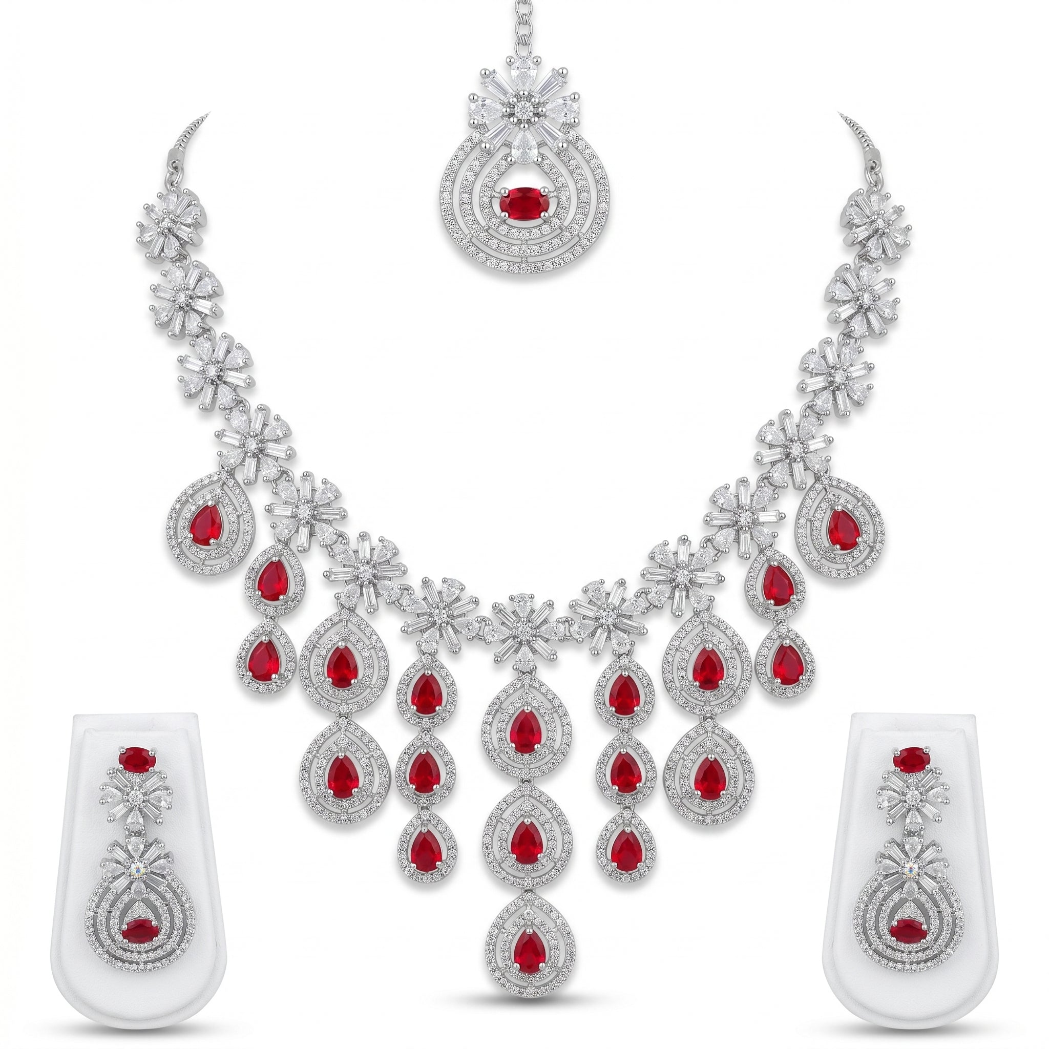 Rivaya Ruby Royale Bridal Necklace Set