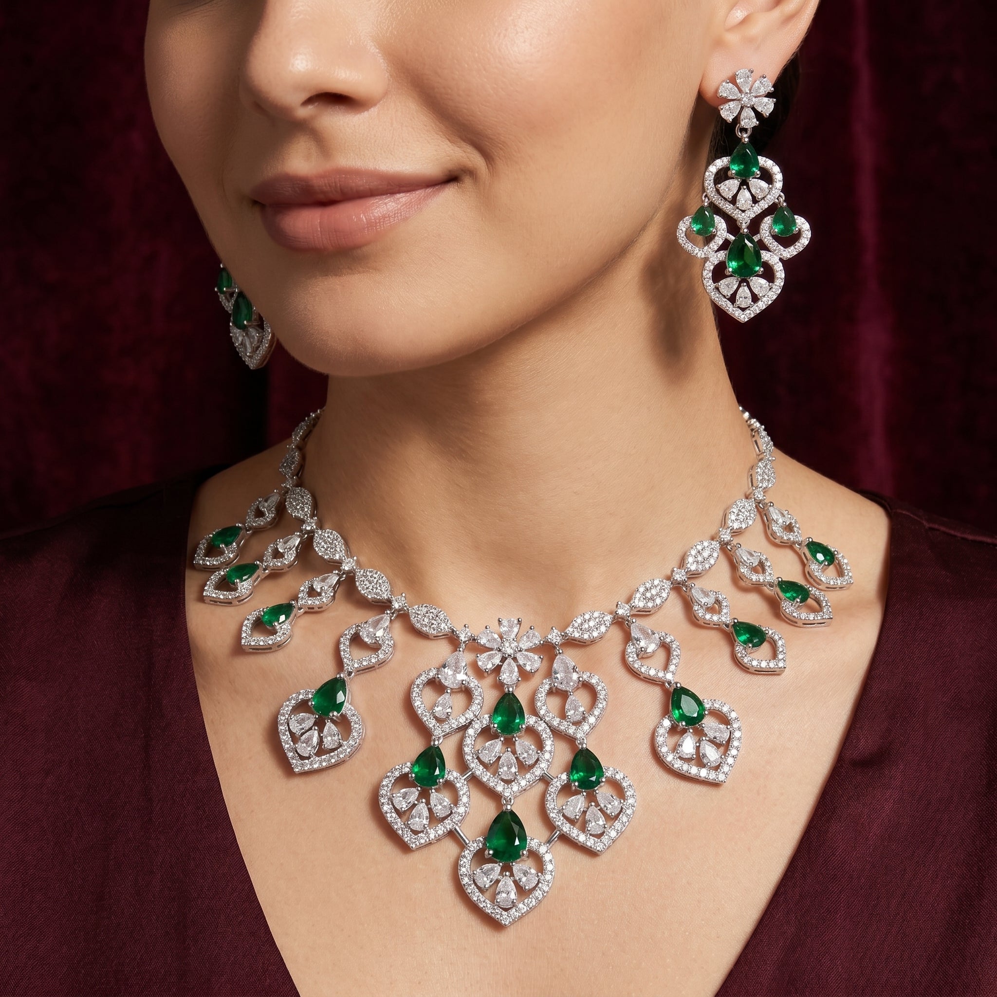 Rivaya Emerald Heart Royale Bridal Set