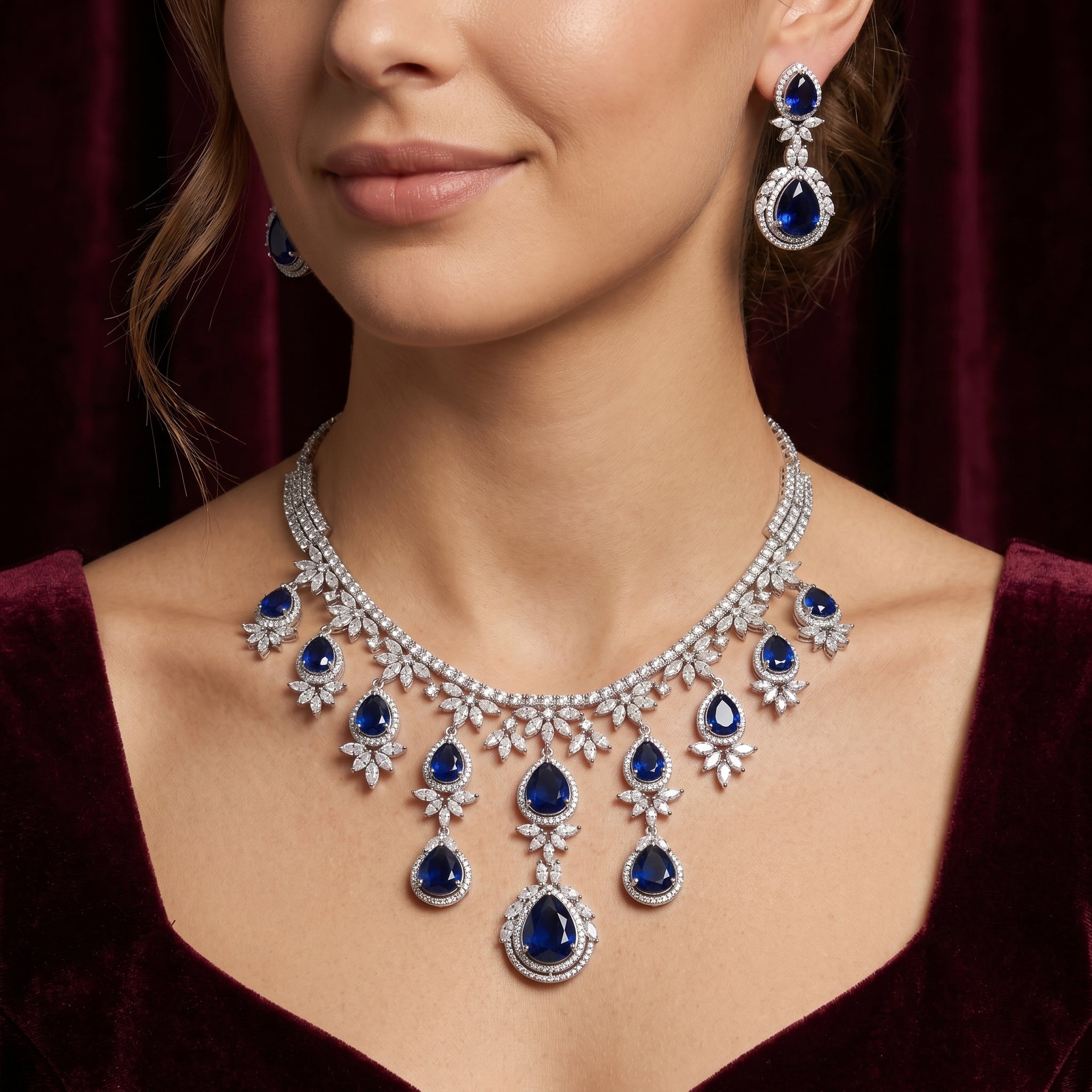 Rivaya Sapphire Royale Bridal Necklace Set