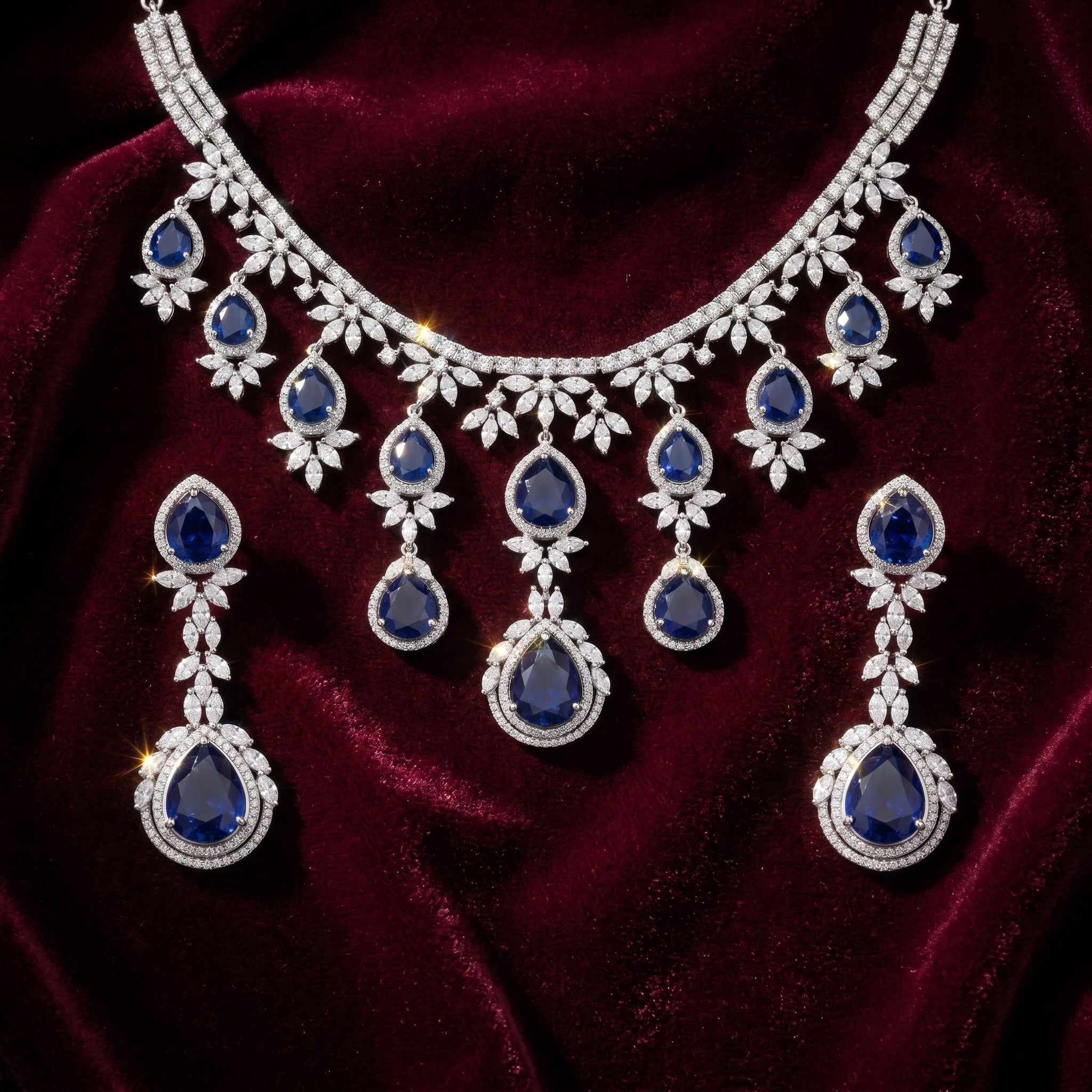 Rivaya Sapphire Royale Bridal Necklace Set