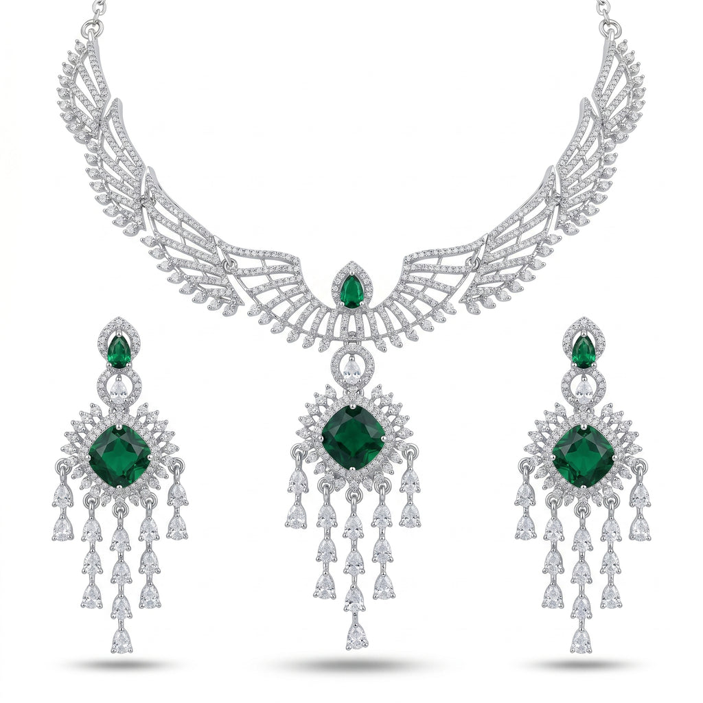 Emerald Crown Statement Necklace Set