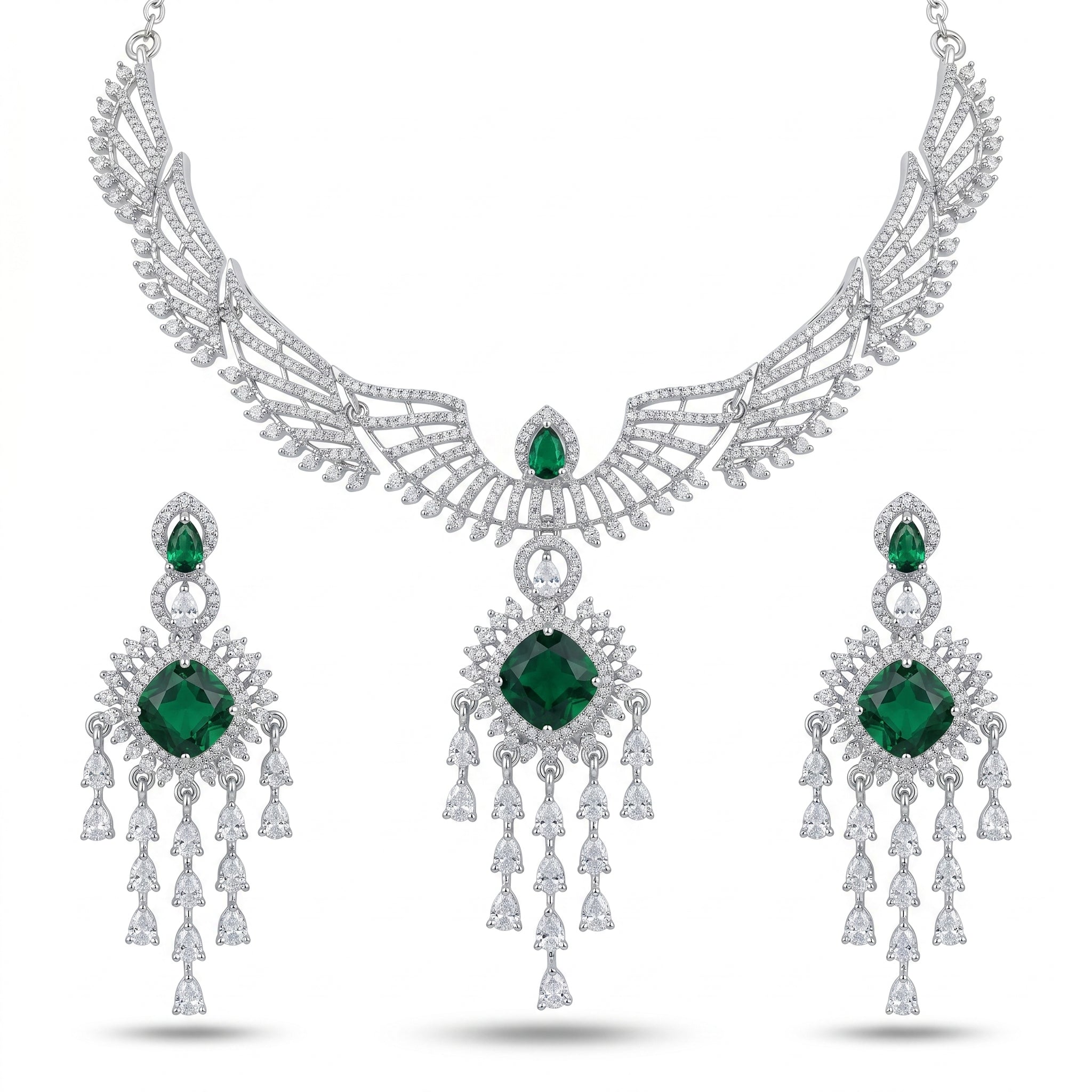 Emerald Crown Statement Necklace Set