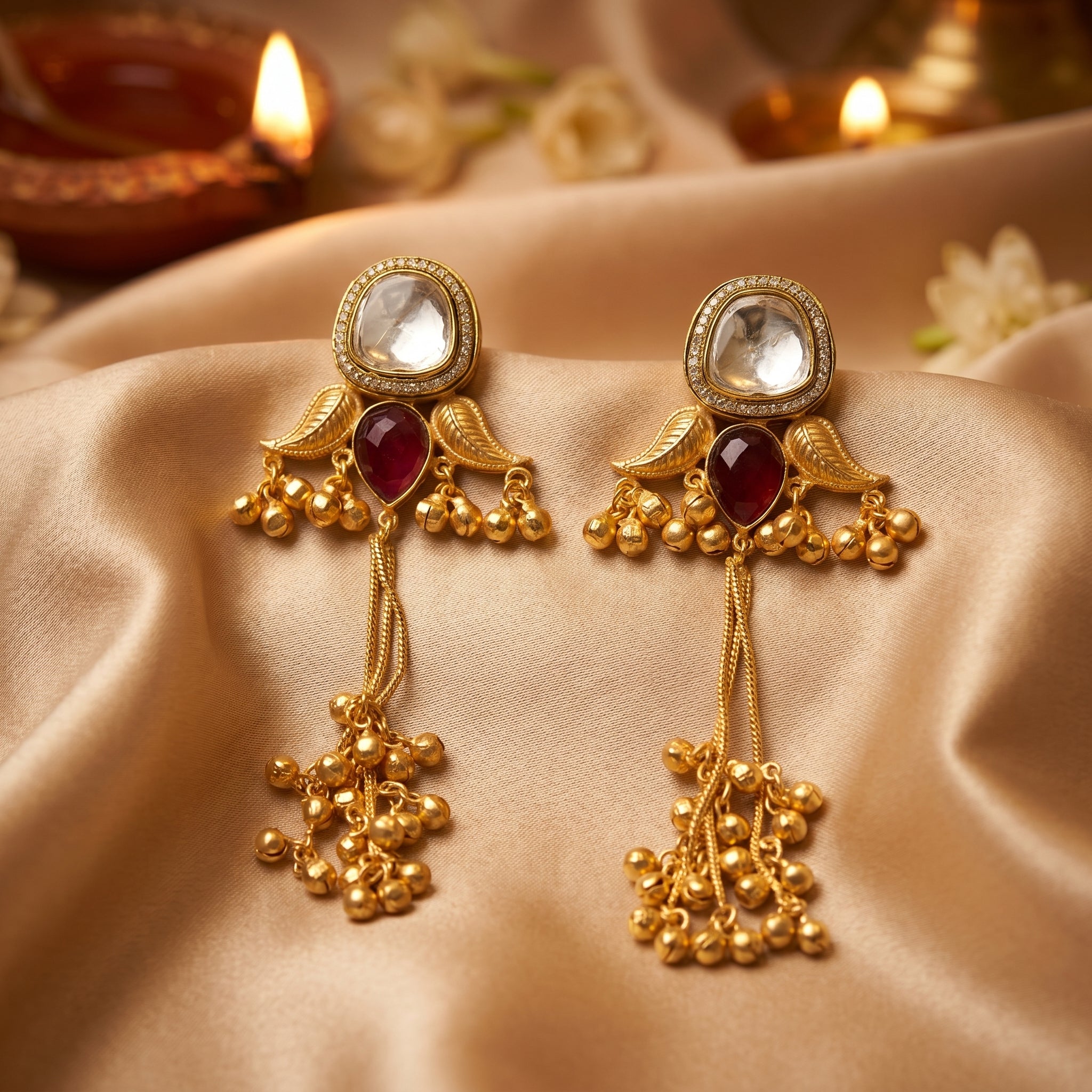 Noor Kundan Tassel Earrings