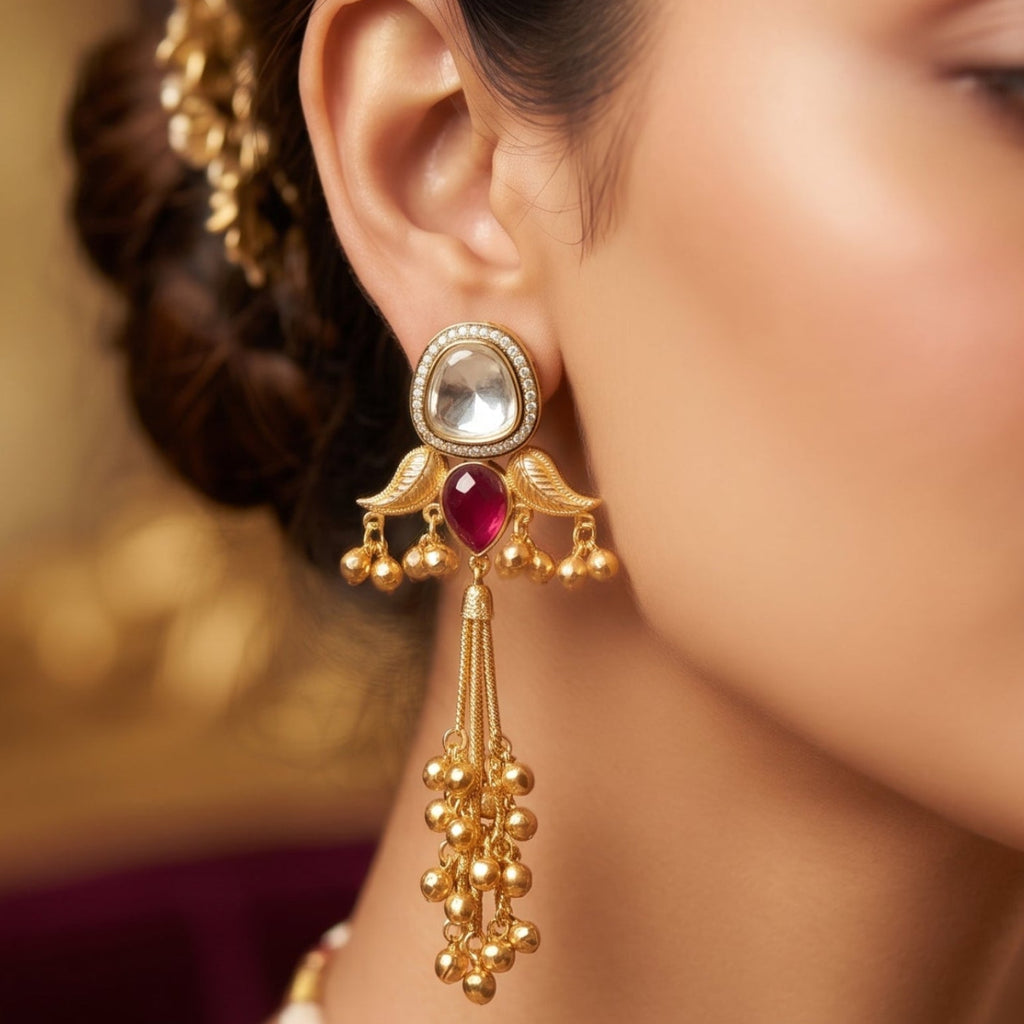 Noor Kundan Tassel Earrings
