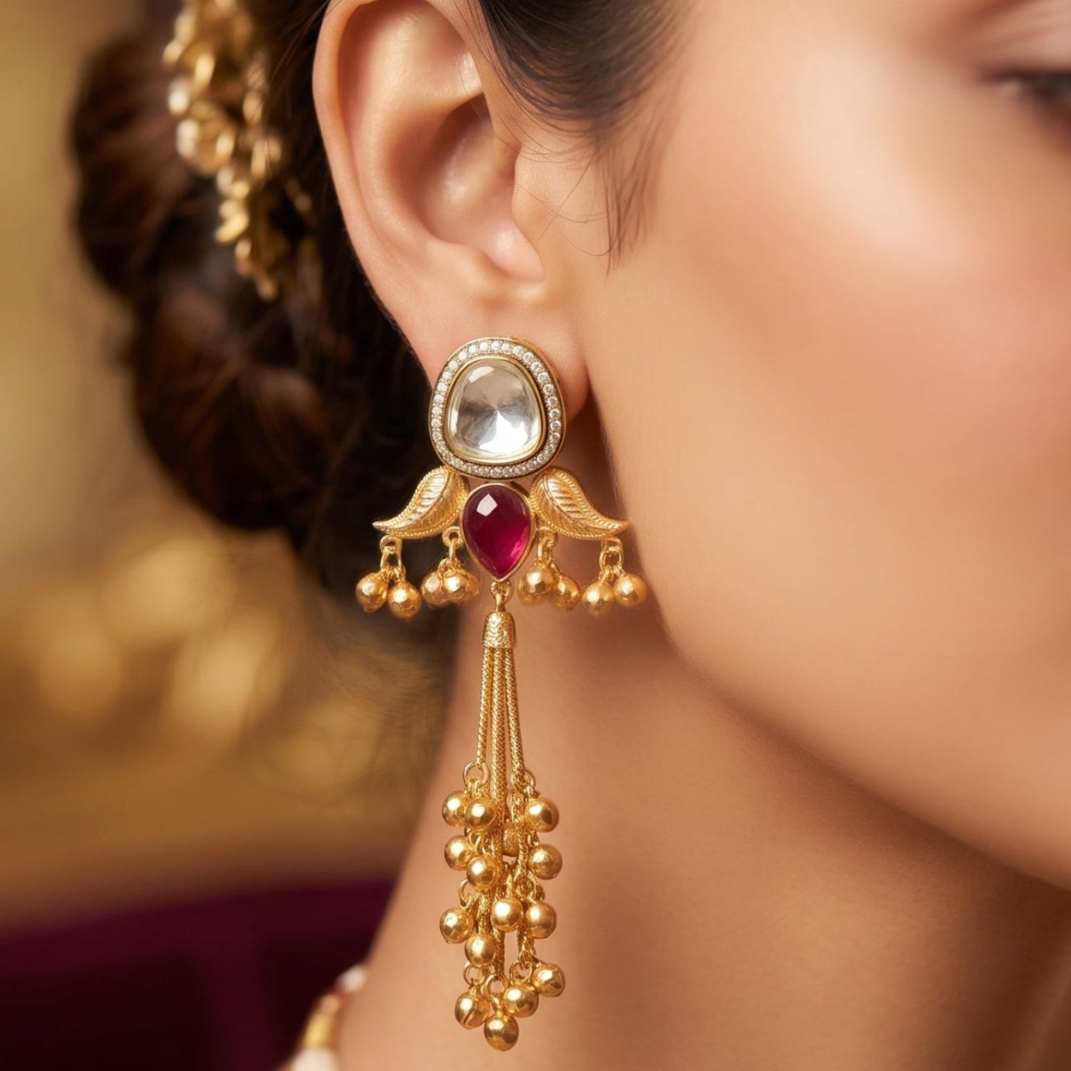 Noor Kundan Tassel Earrings