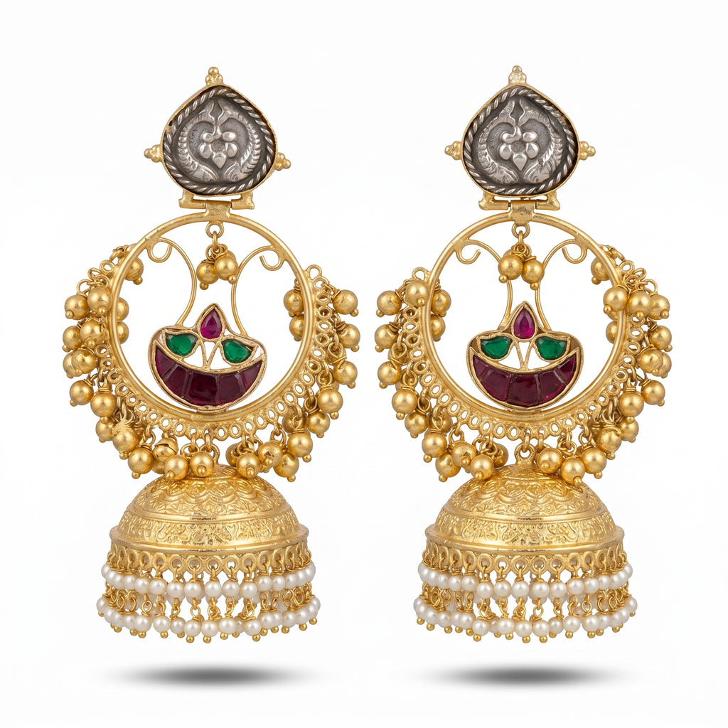 Royal Kundan Pearl Jhumkas