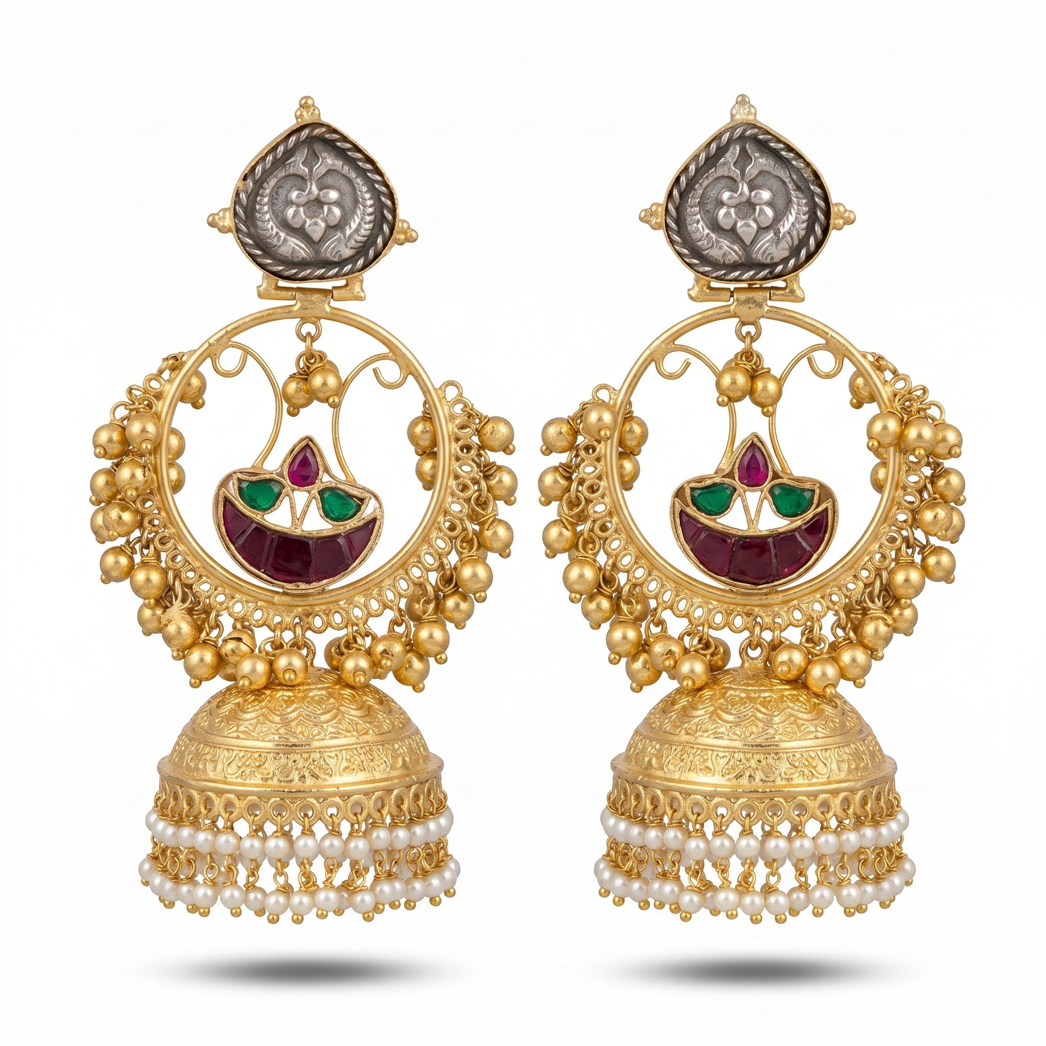Royal Kundan Pearl Jhumkas
