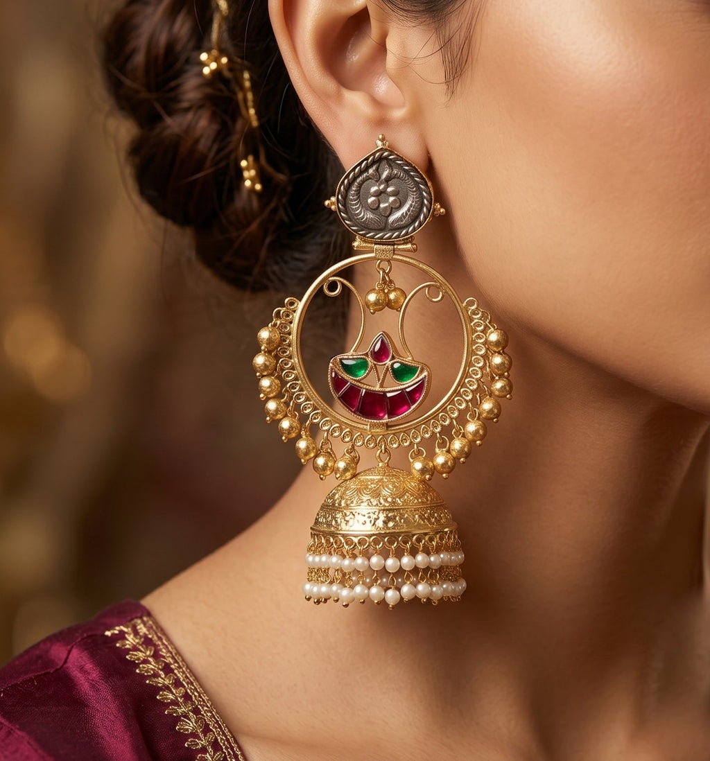 Royal Kundan Pearl Jhumkas