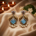 Blue Stone Pearl Heritage Earrings