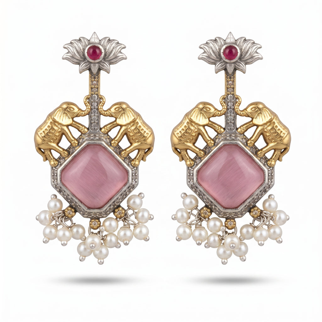 Rose Stone Pearl Heritage Earrings