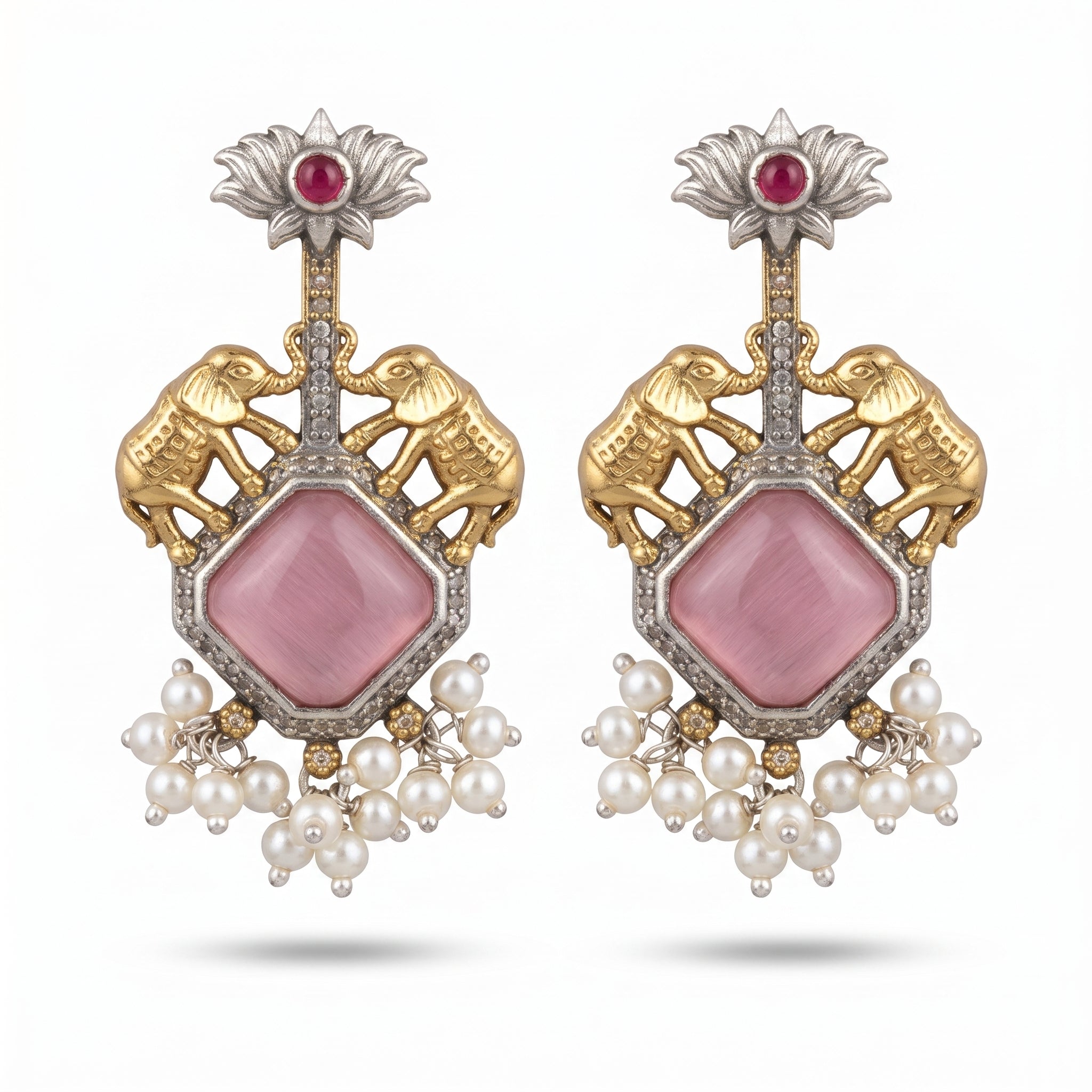 Rose Stone Pearl Heritage Earrings