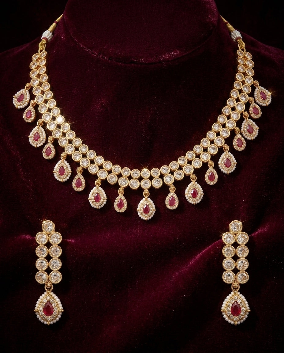 Ruby Drop Regal Necklace Set