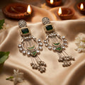 Emerald Lyra Kundan Tassel Earrings