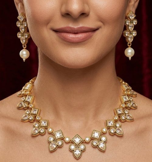 Crystal Pearl Royale Necklace Set