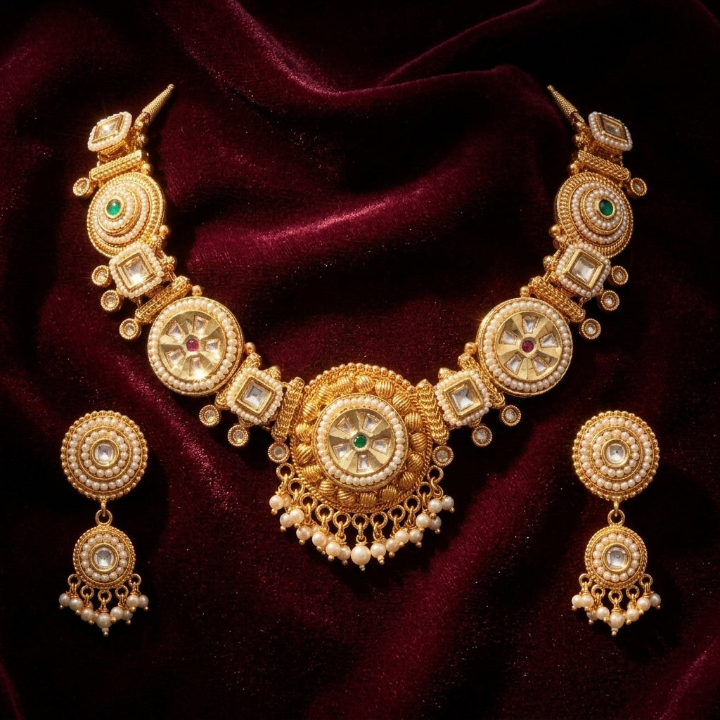 Royal Kundan Medallion Necklace Set
