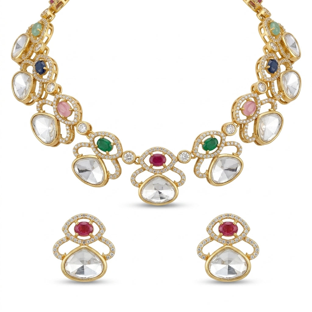 Royal Multi-Stone Polki Necklace Set