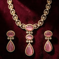 Blush Oval Crystal Drop Necklace Set