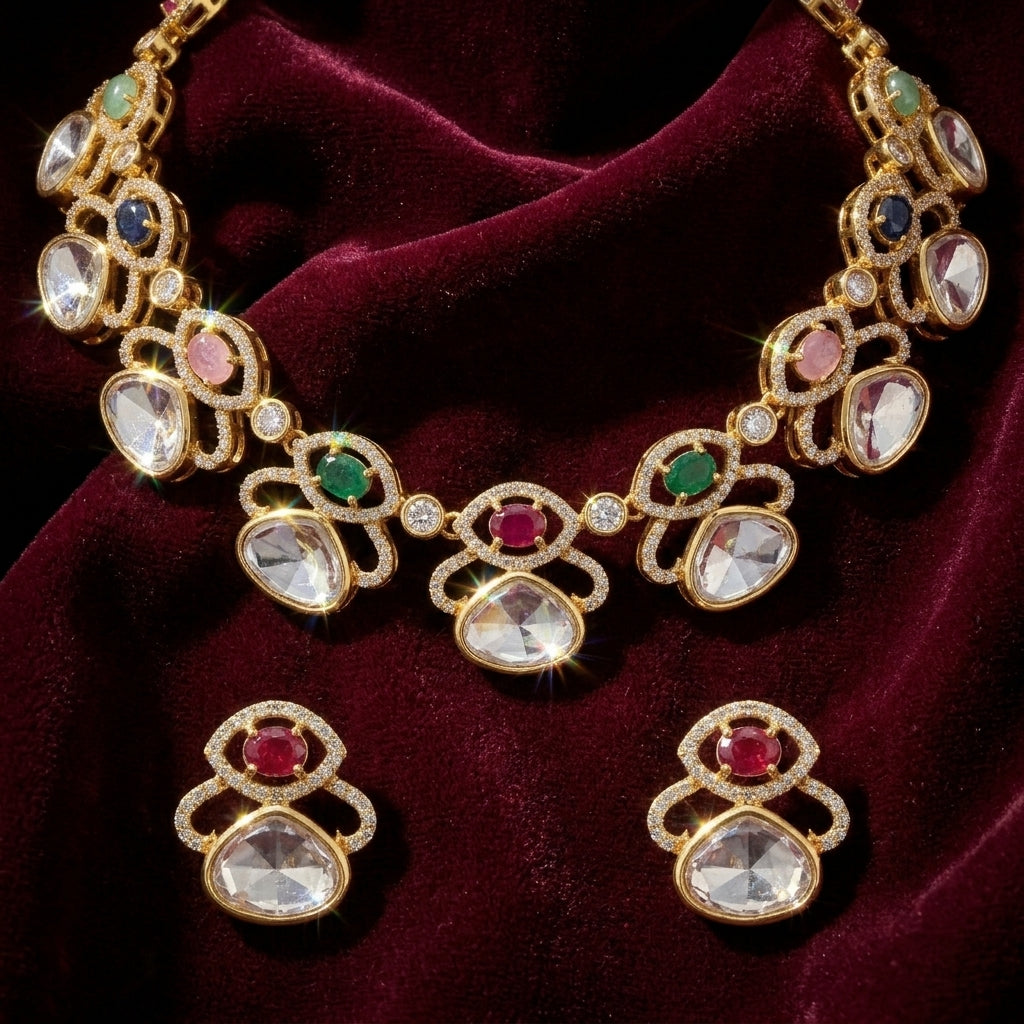 Royal Multi-Stone Polki Necklace Set
