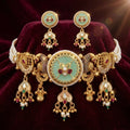 Mint Meenakari Peacock Choker Set