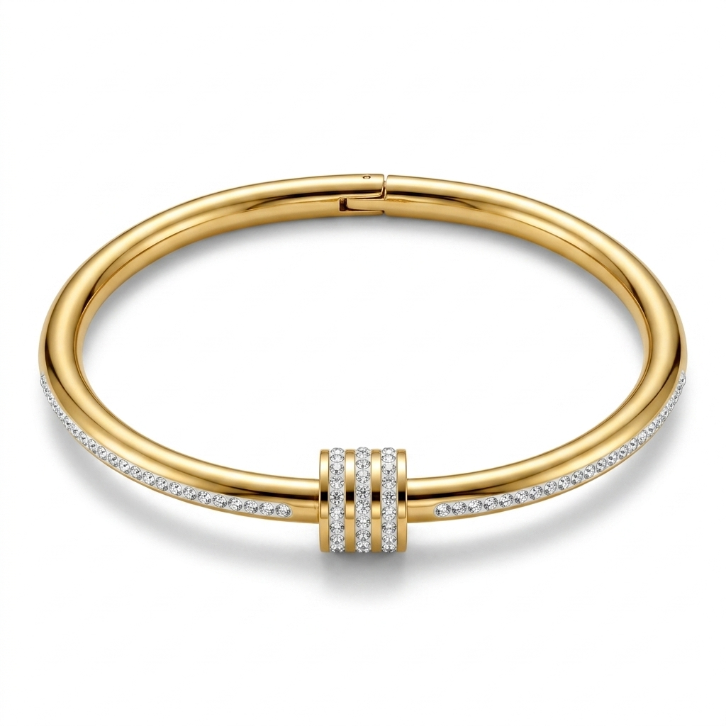 Classic Crystal Line Gold Bangle