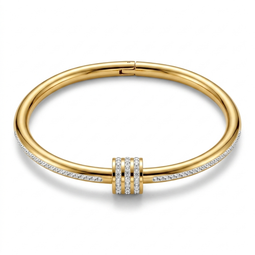 Classic Crystal Line Gold Bangle