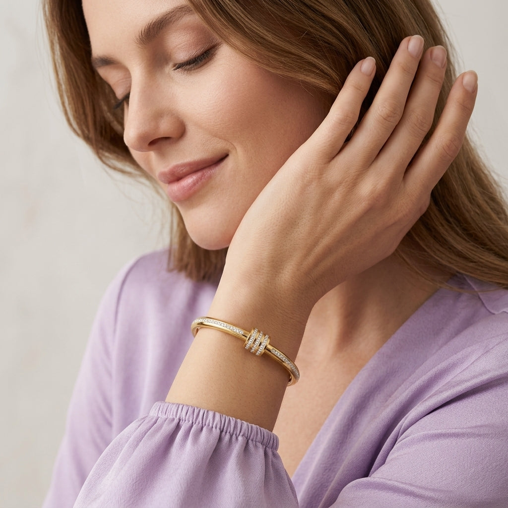 Classic Crystal Line Gold Bangle