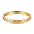 Textured Crystal Stud Gold Bangle