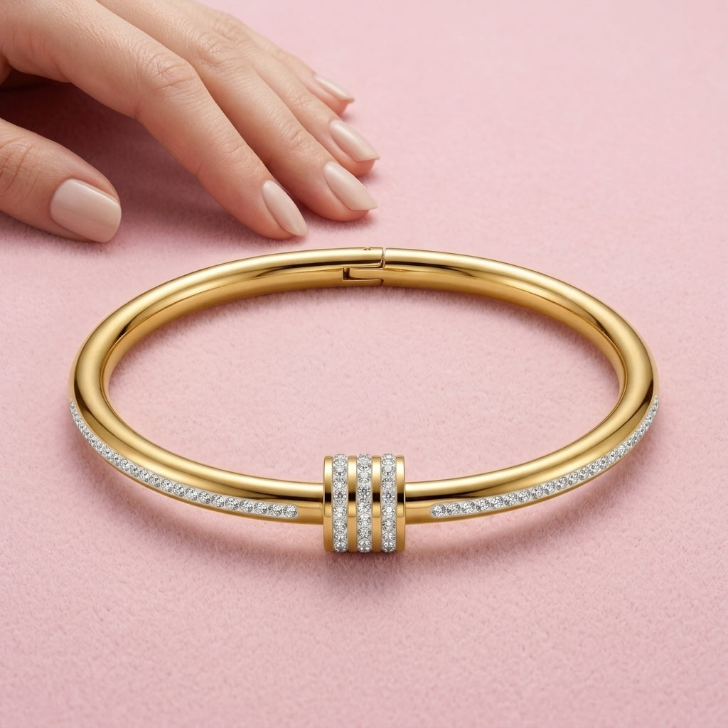 Classic Crystal Line Gold Bangle