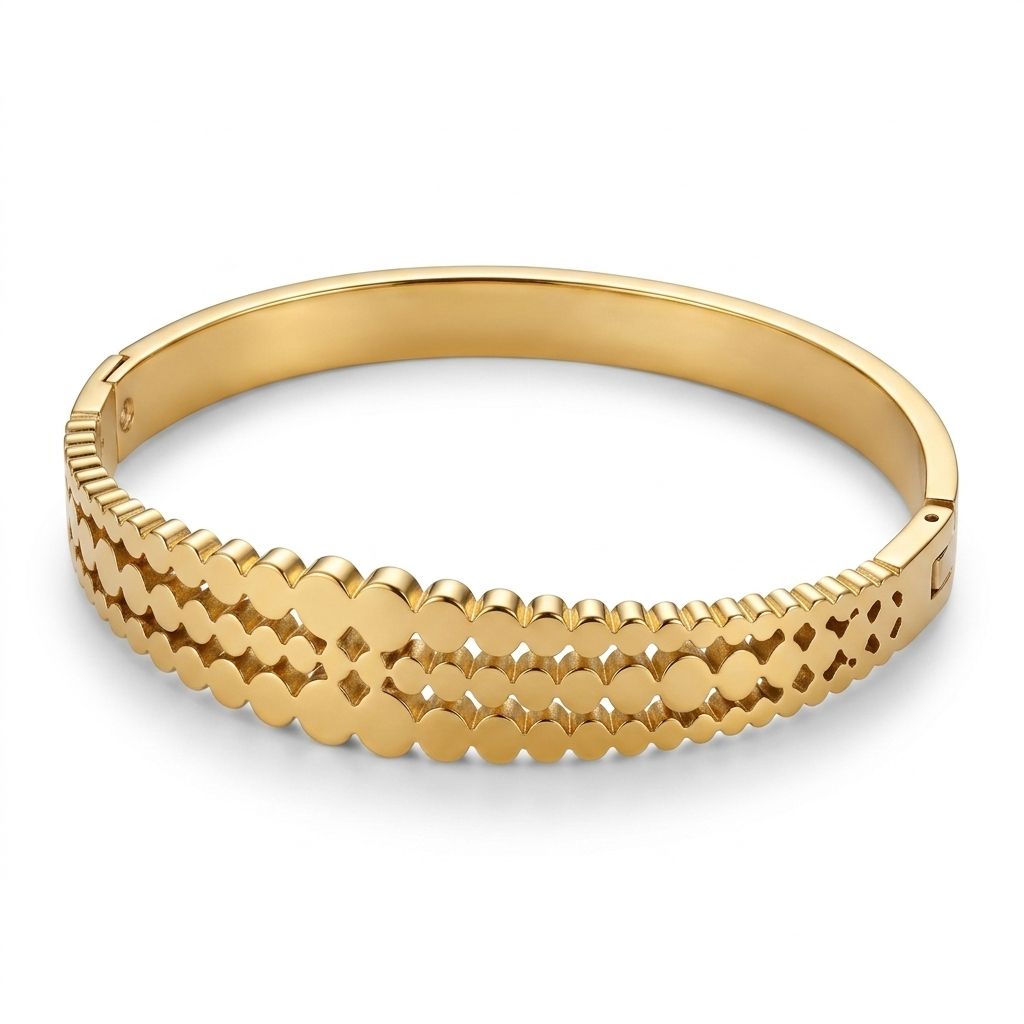 Ornate Cutwork Gold Bangle