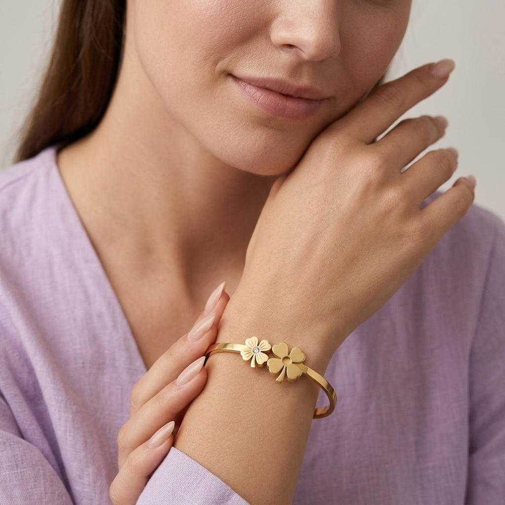 Floral Charm Gold Bracelet