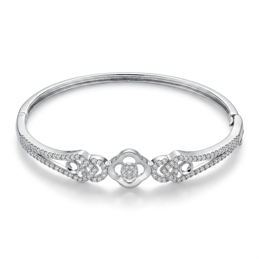 Crystal Knot Silver Bracelet