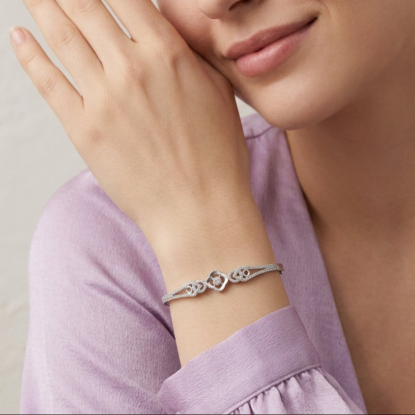 Crystal Knot Silver Bracelet