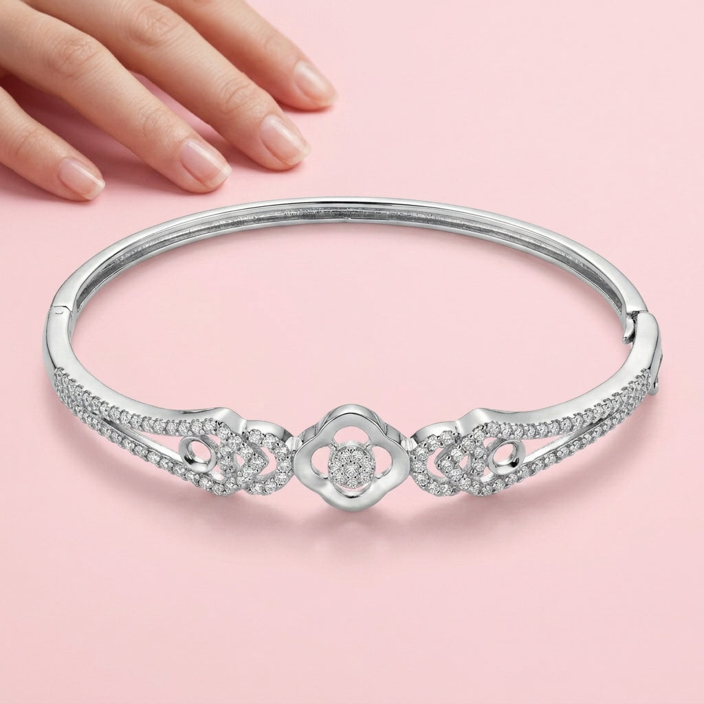 Crystal Knot Silver Bracelet