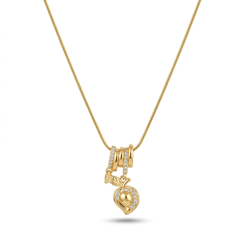 Golden Apple Charm Snake Chain Necklace