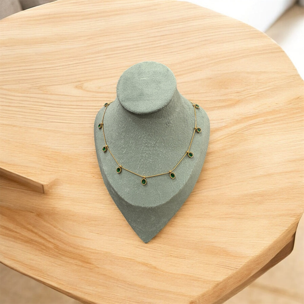 Timeless Green Drop Chain Necklace