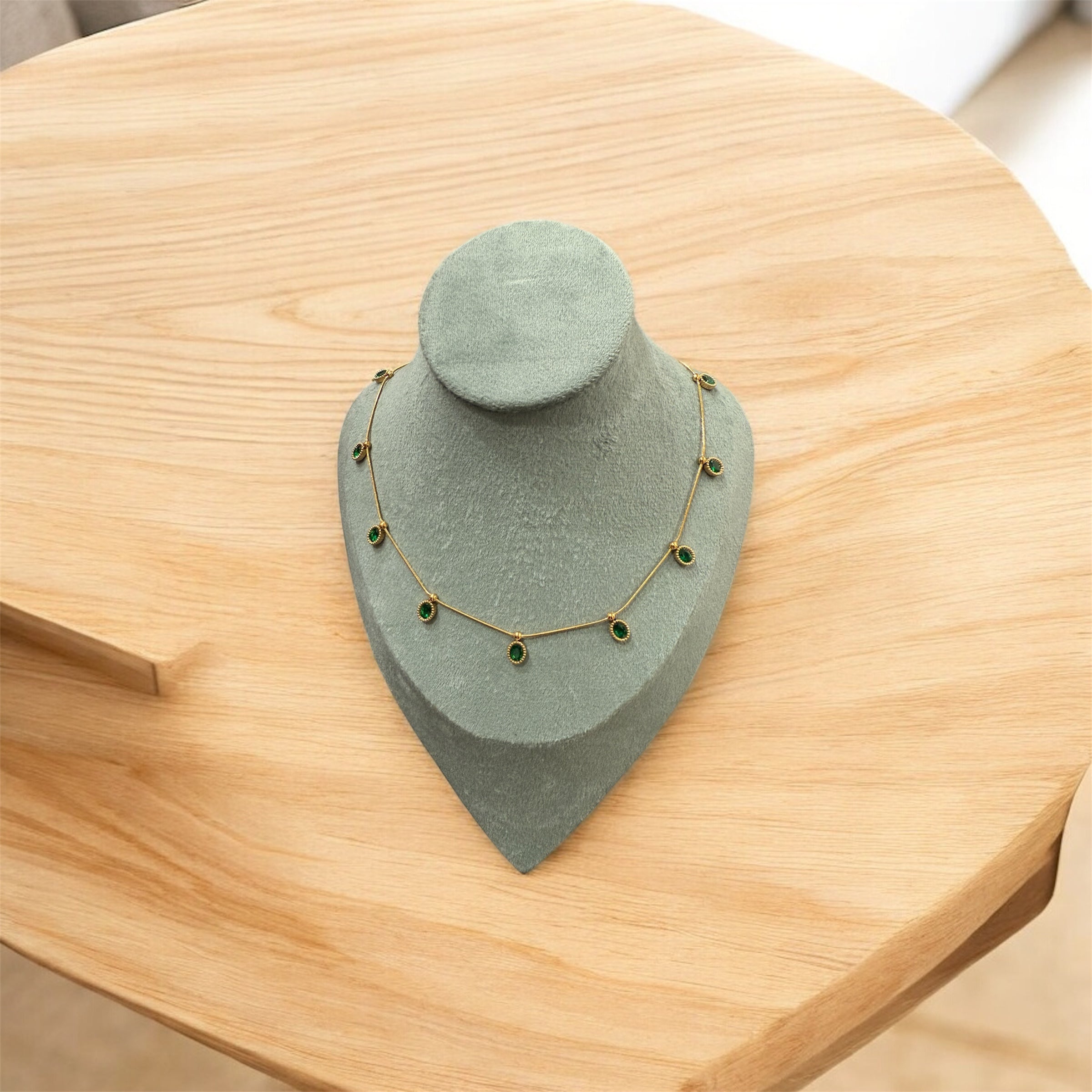 Timeless Green Drop Chain Necklace