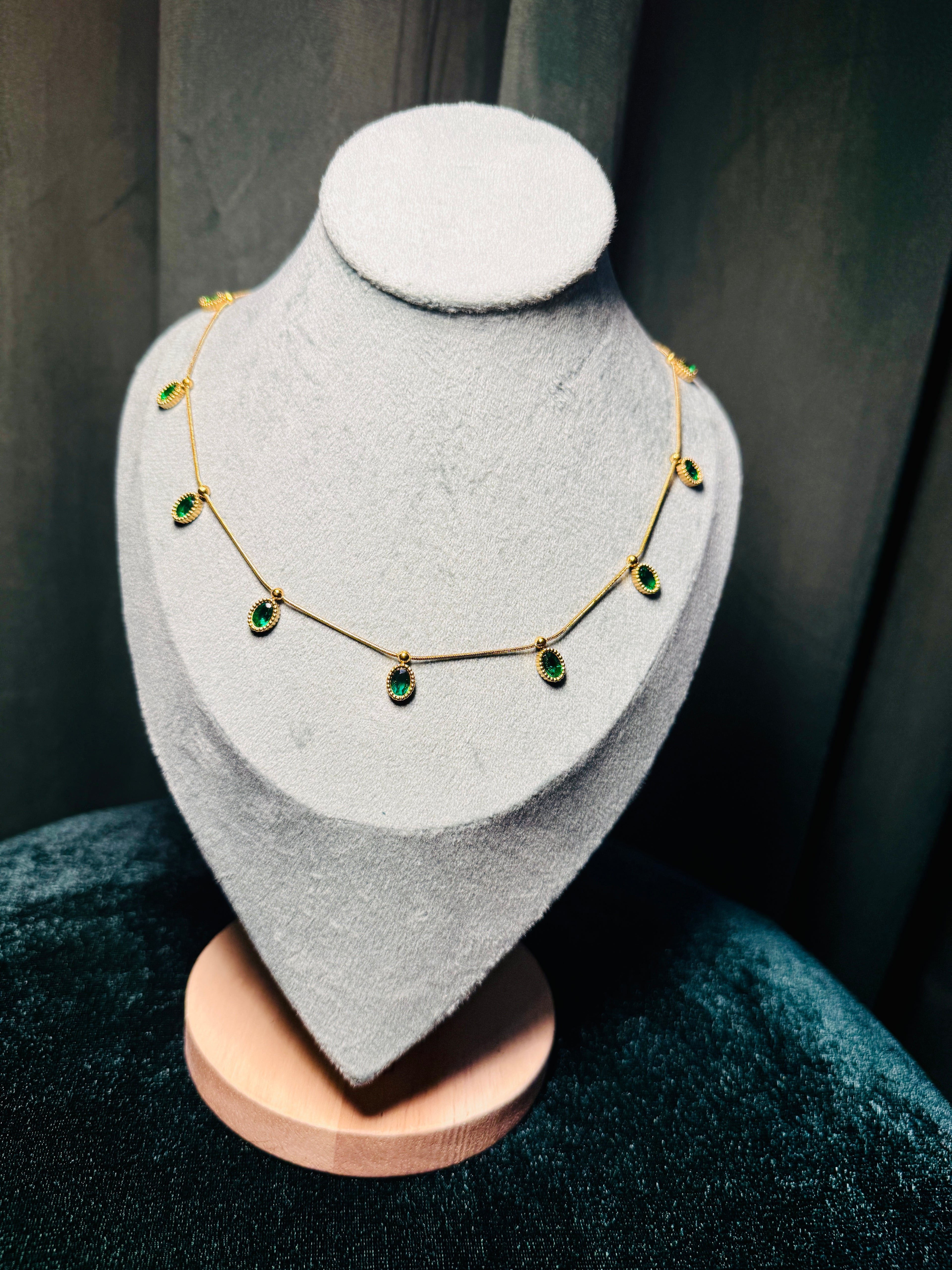 Timeless Green Drop Chain Necklace