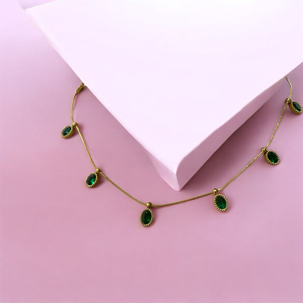 Timeless Green Drop Chain Necklace