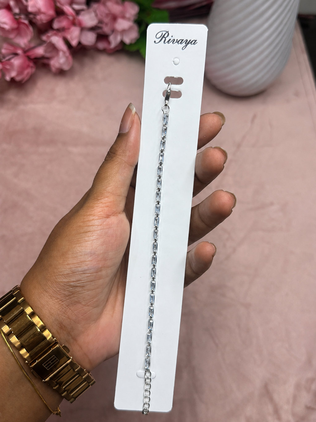 Silver Baguette Crystal Tennis Bracelet