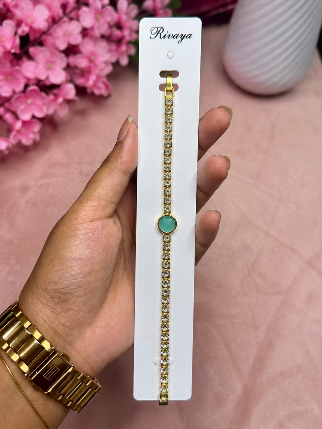 Elegant Sea Green Stone Tennis Bracelet