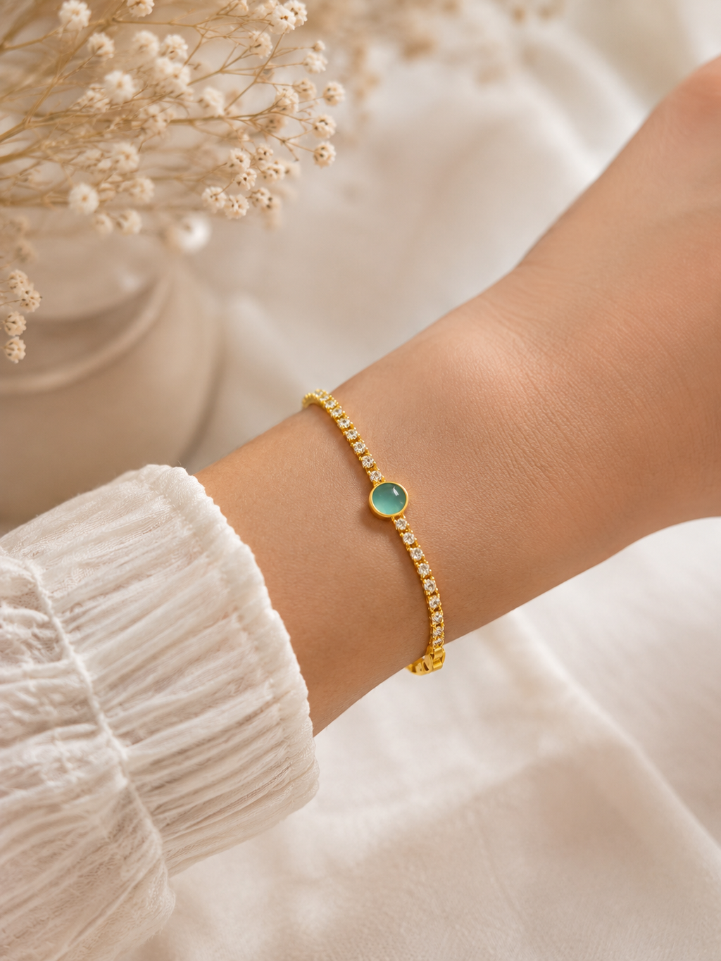 Elegant Sea Green Stone Tennis Bracelet