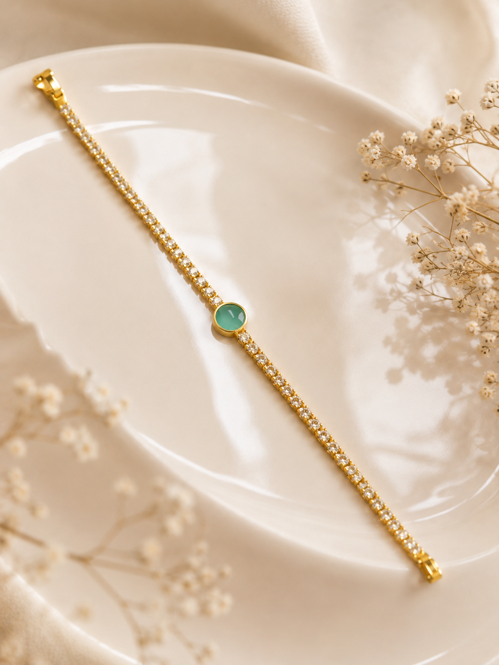 Elegant Sea Green Stone Tennis Bracelet