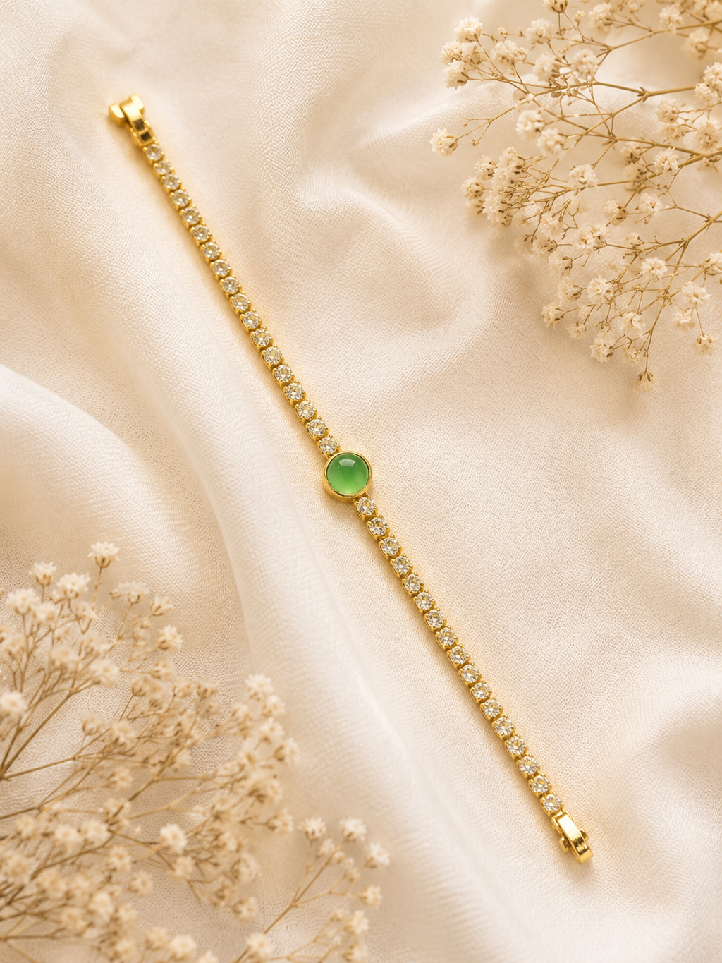 Elegant Green Stone Tennis Bracelet