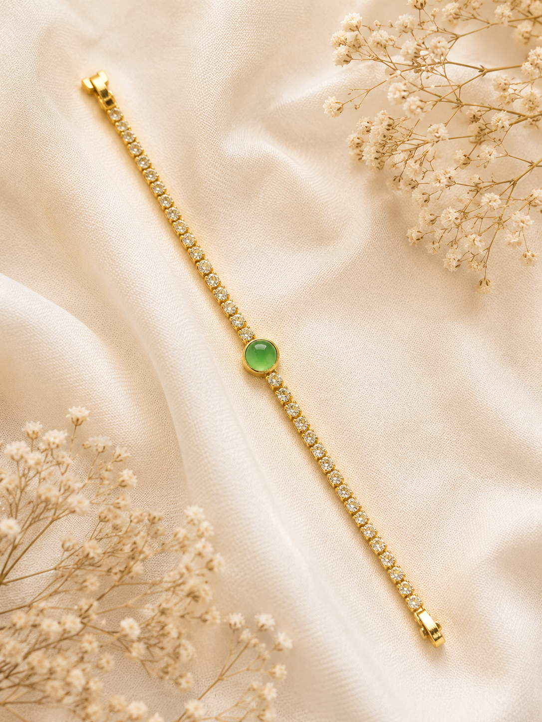 Elegant Green Stone Tennis Bracelet