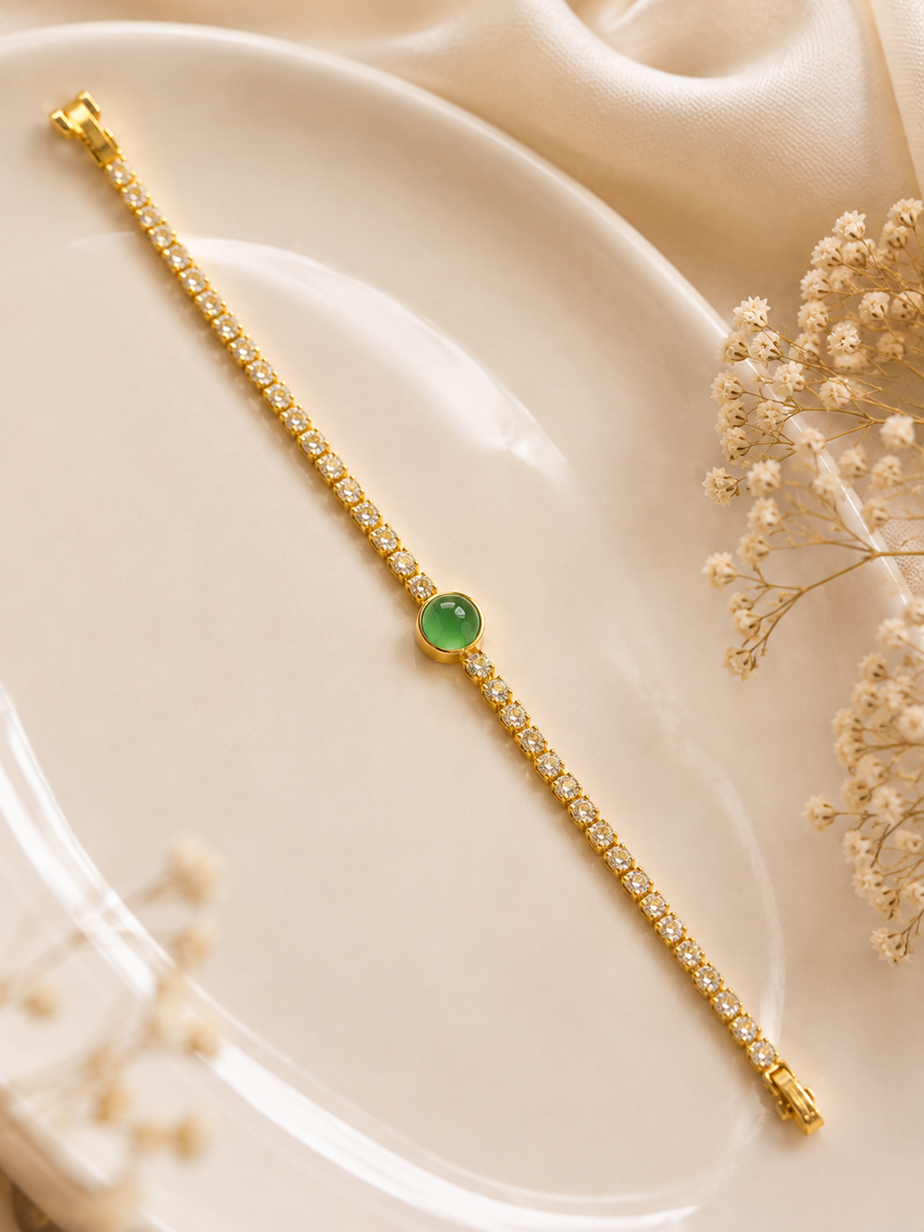 Elegant Green Stone Tennis Bracelet