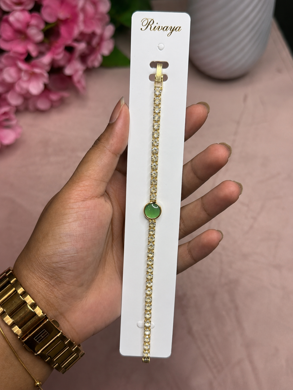 Elegant Green Stone Tennis Bracelet